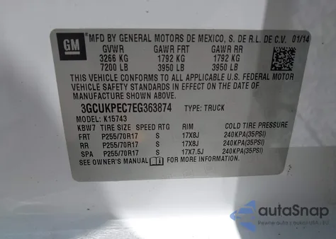 2014 Chevrolet Silverado 1500 Work Truck 1Wt from USA, damaged, VIN 3GCUKPEC7EG363874